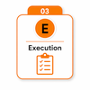 This is an icon showing the EXECUTION STEP 3 in the SPECIAL Framework for Business Growth. It shows an outline of a ticklist on a clipboard in orange