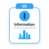 This is an icon showing the INFORMATION STEP 5 in the SPECIAL Framework for Business Growth. It shows an outline of a bar graph in blue